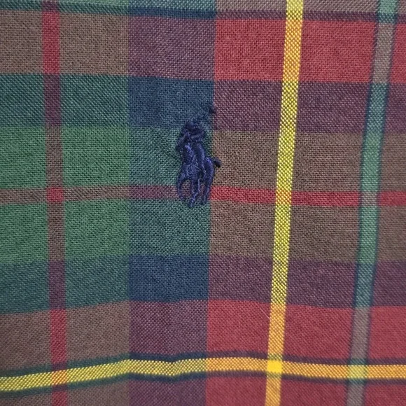 Ralph Lauren Men's XXL Plaid Button Up Long Sleeve Shirt - Red, Green, Yellow - Picture 4 of 6